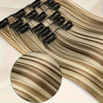 Straight Clip In Hair Extensions 24Inch Hair Extensions For Women 6Pcs