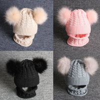 2pcs Unisex Child Beanies Cap Set Baby Kids Solid