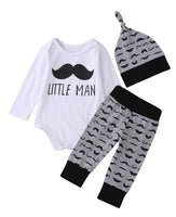 3 pcs Newborn Babies Boy Moustache Little Man