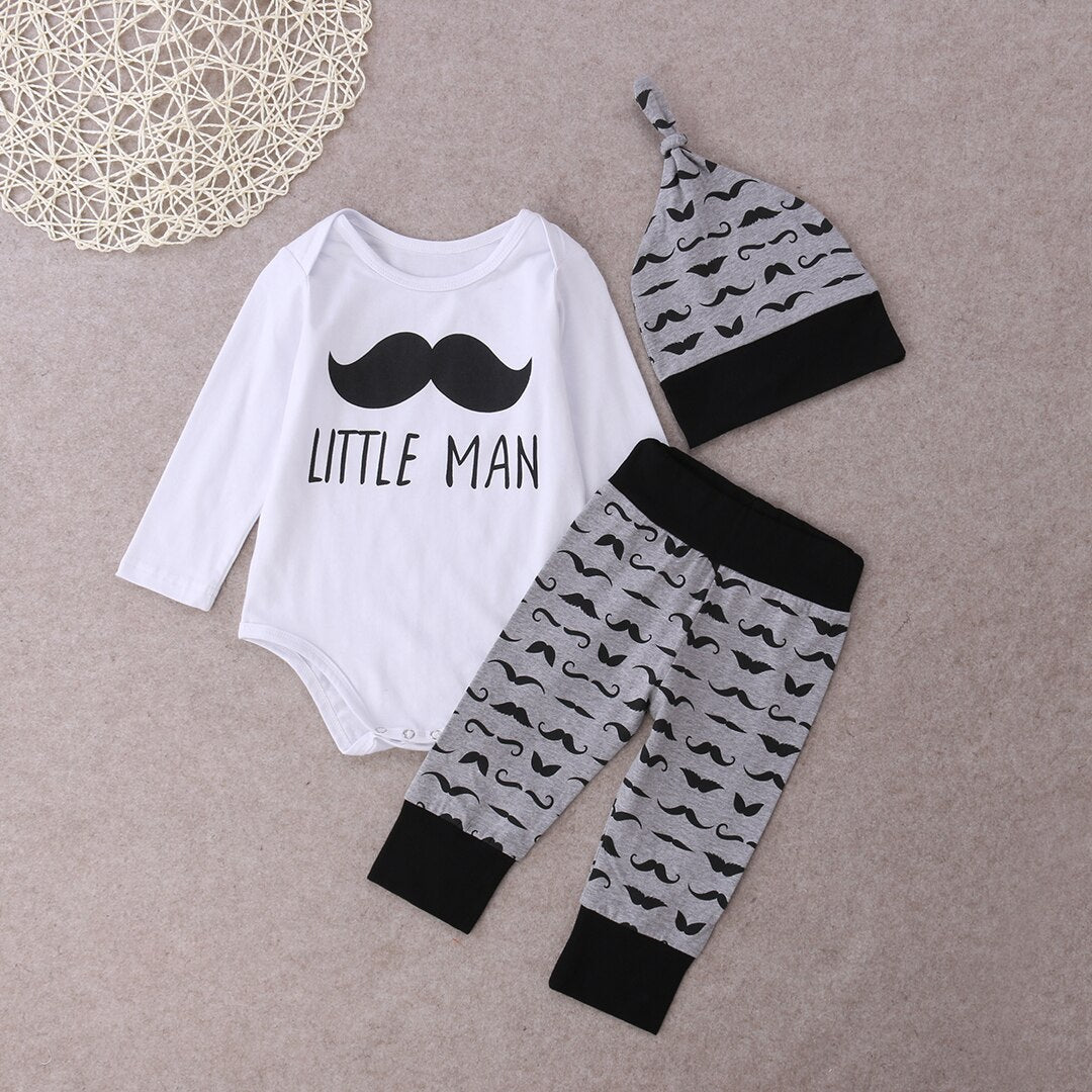 3 pcs Newborn Babies Boy Moustache Little Man