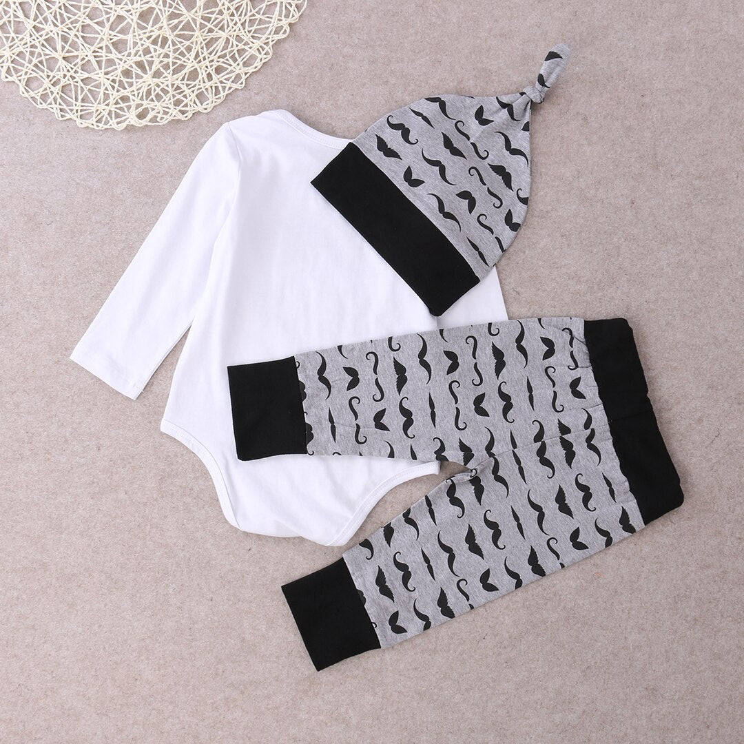 3 pcs Newborn Babies Boy Moustache Little Man