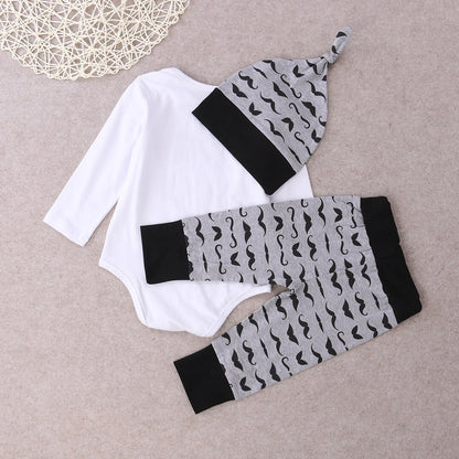 3 pcs Newborn Babies Boy Moustache Little Man
