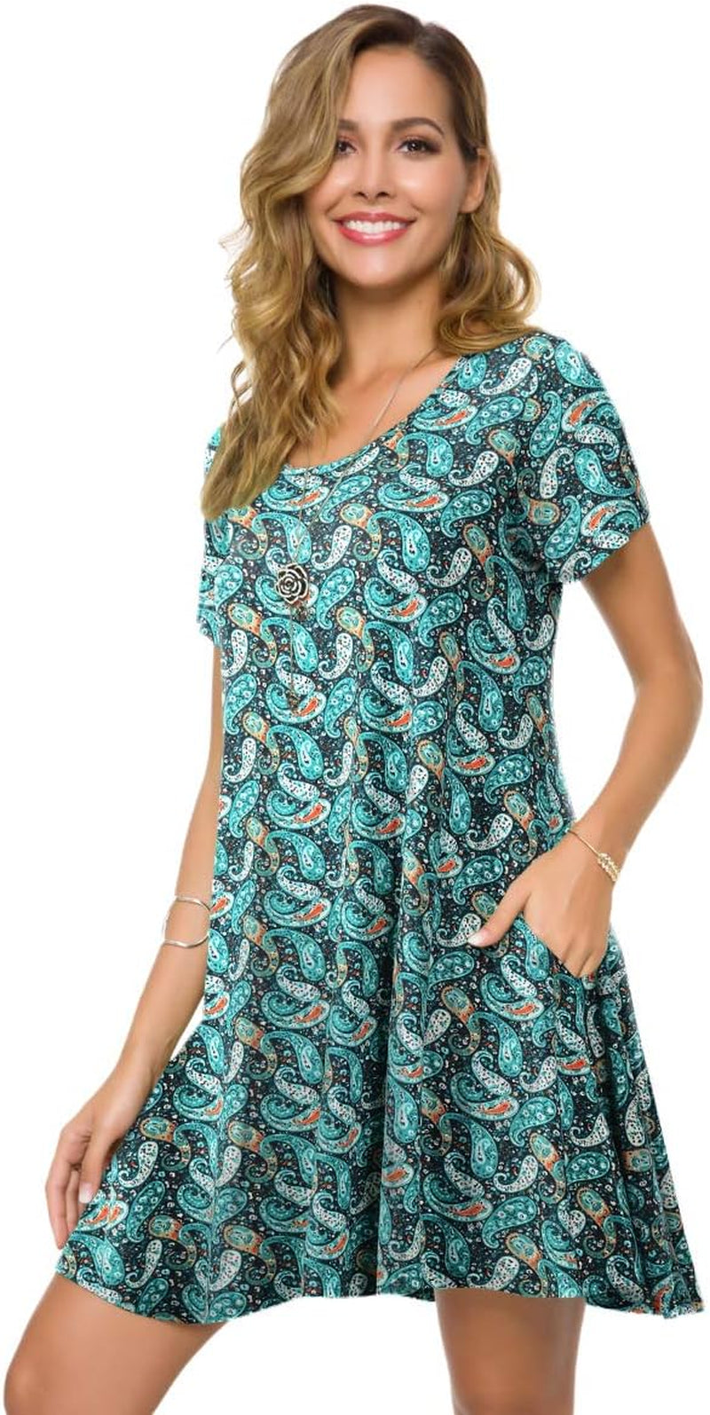 plus Size Casual T Shirt Dresses for Women Flowy Swing Tunic Dress Pockets