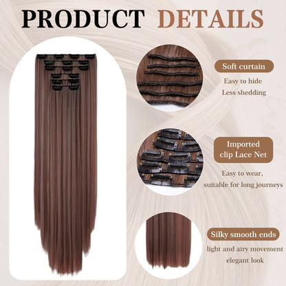 Straight Clip In Hair Extensions 24Inch Hair Extensions For Women 6Pcs