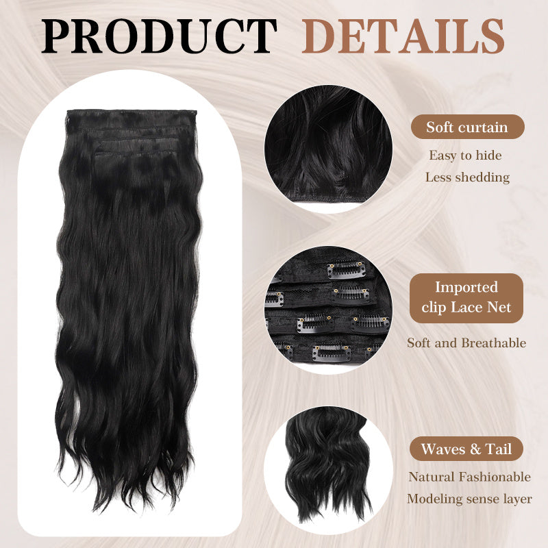 Clip-In Hair Extensions Long Straight Wavy Synthetic Wigs, Perfect