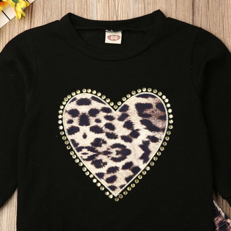 3PCS Baby Girls Leopard Outfits Babies T