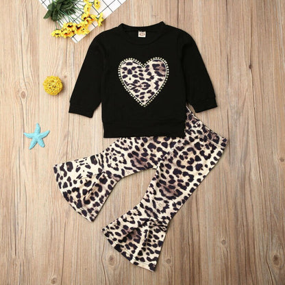 3PCS Baby Girls Leopard Outfits Babies T