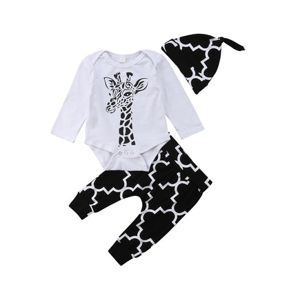 3Pcs Baby Giraffe Clothes Sets Newborn Babies Boy