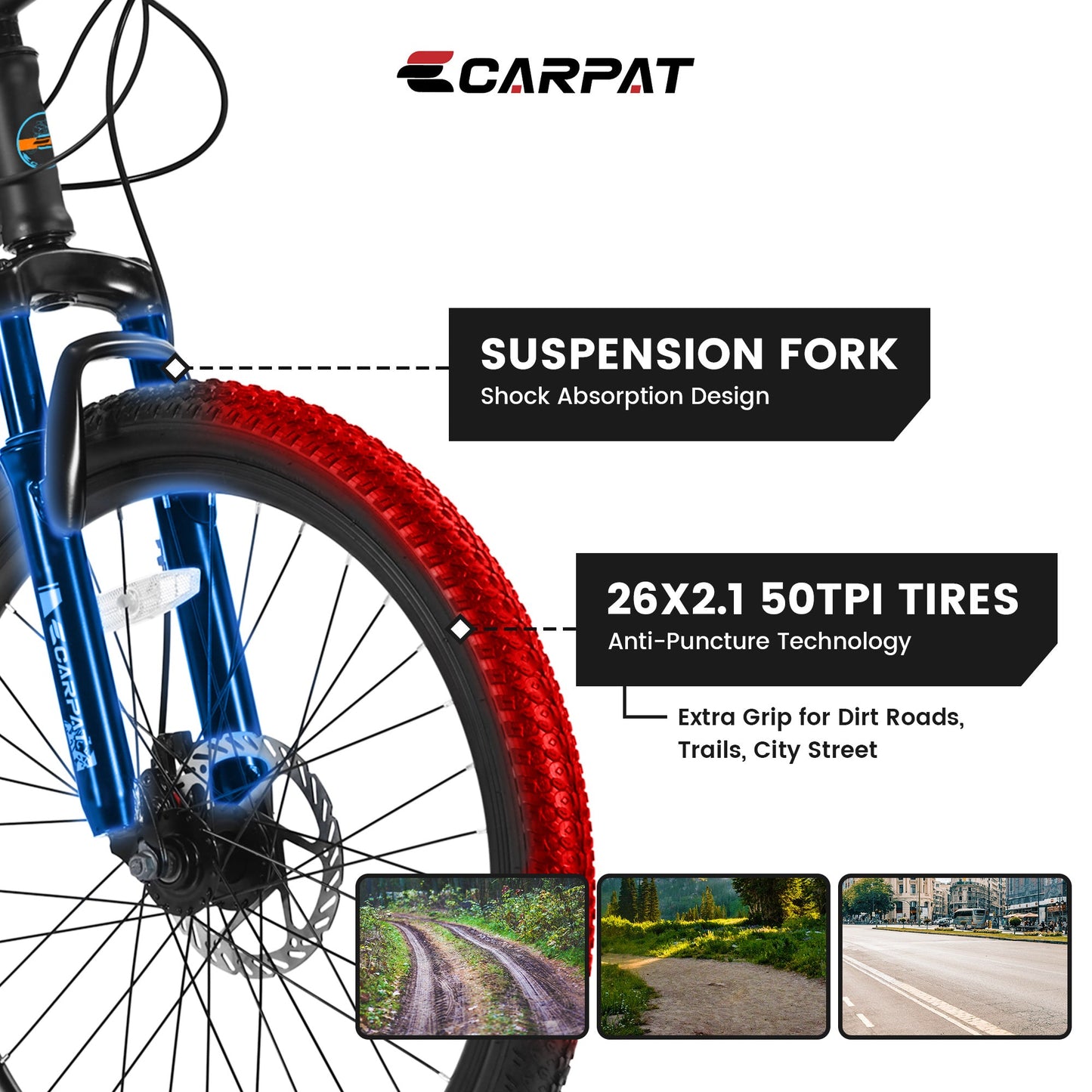 Carpat City-Cruizer™ – 26" Performance Mountain Bike (Black-Blue)