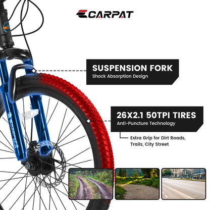 Carpat City-Cruizer™ – 26" Performance Mountain Bike (Black-Blue)