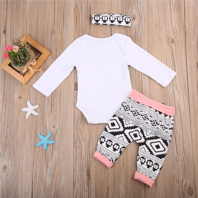 3pcs Baby Bodysuit Sets Newborn Infant Babies Boy