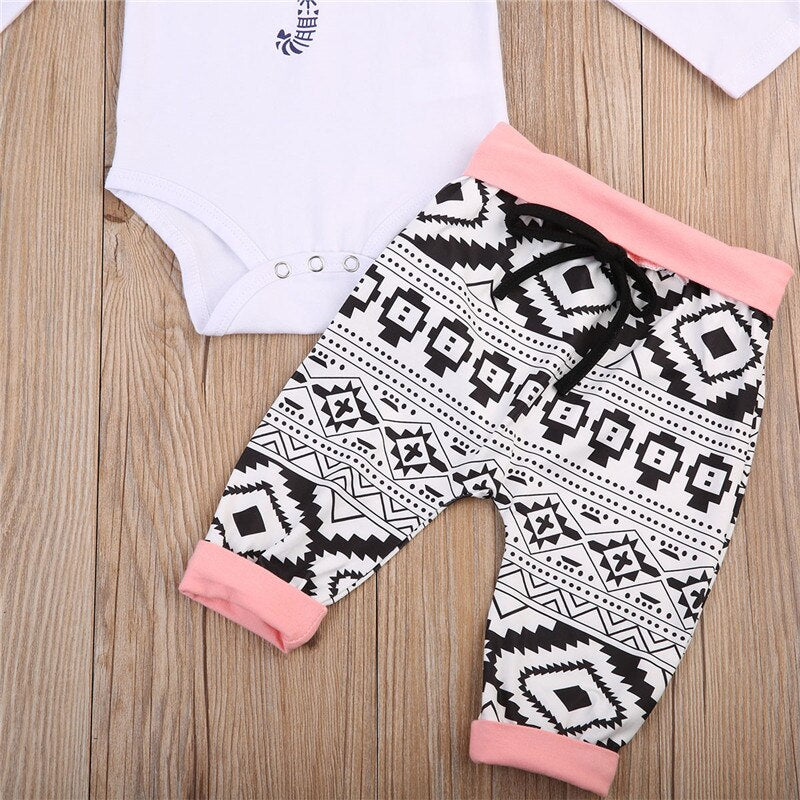3pcs Baby Bodysuit Sets Newborn Infant Babies Boy