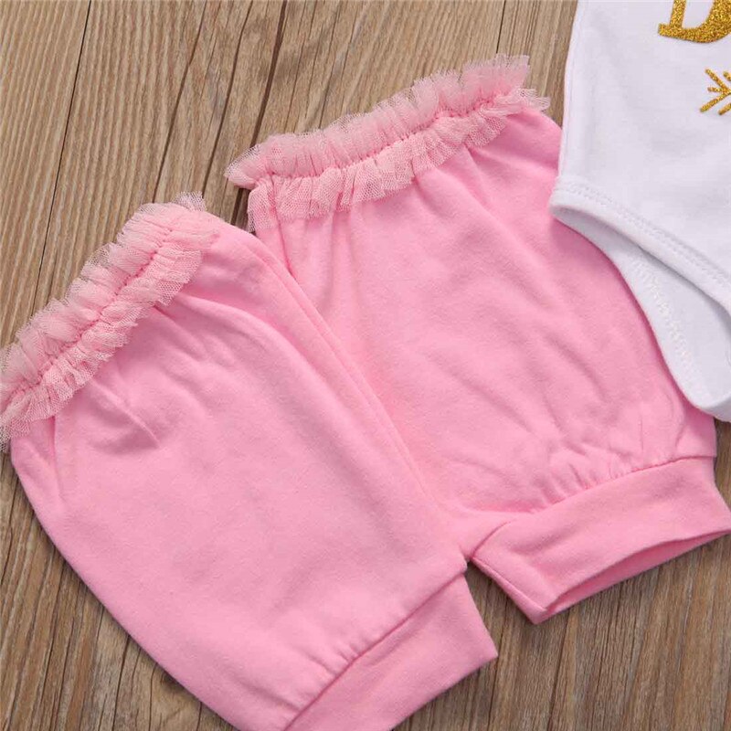 4 Pcs Babies Girls Letters Floral Clothing Set