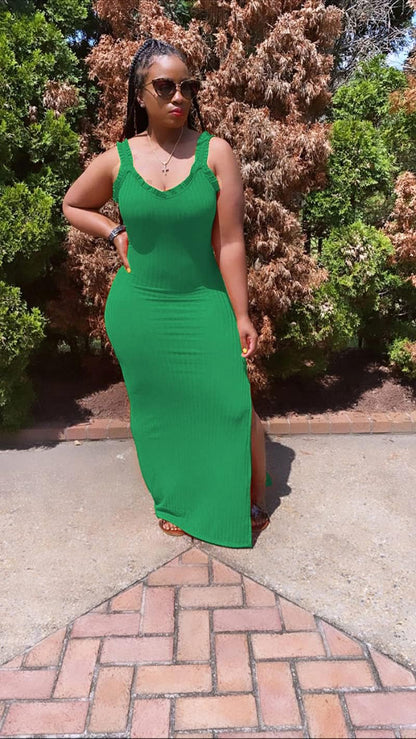 Green Dress for Women Summer Sexy Bodycon Tank Dress Sleeveless Maxi Dresses