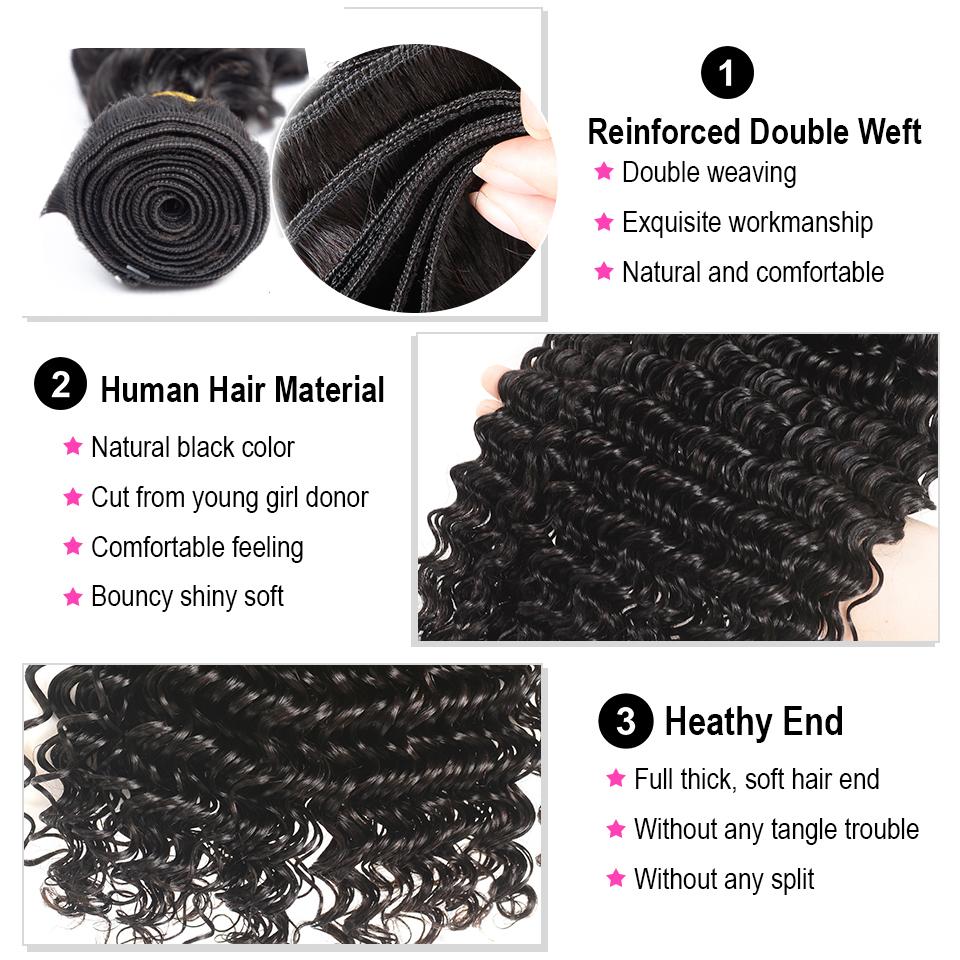 BeuMax 10A Grade 3/4 Deep Wave Bundles with 4x4 Closure Brazilian Hair