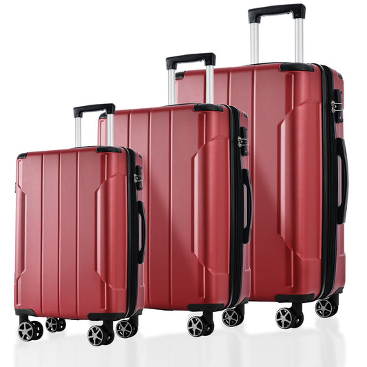 Luggage Sets 3 Piece, Expandable Hard shell ABS Suitcases with Double
