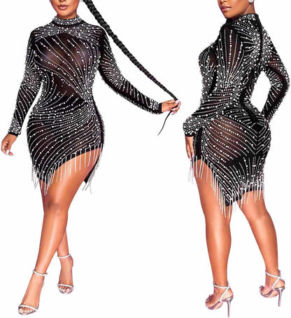 Women Sexy Hot Drilling Process Sexy Dress Party Club Night Dress