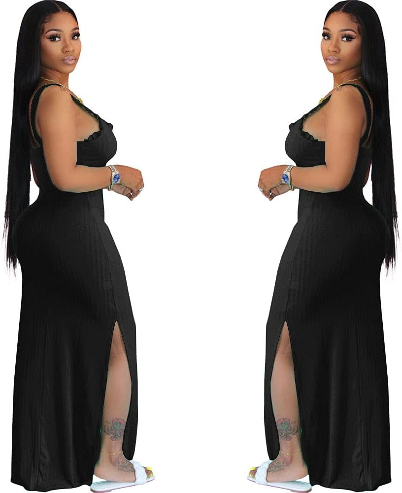 Black Dress for Women Summer Sexy Bodycon Tank Dress Sleeveless Maxi Dresses