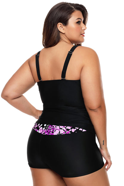 Purple White Spots 2pcs Tankini Bathing Suit