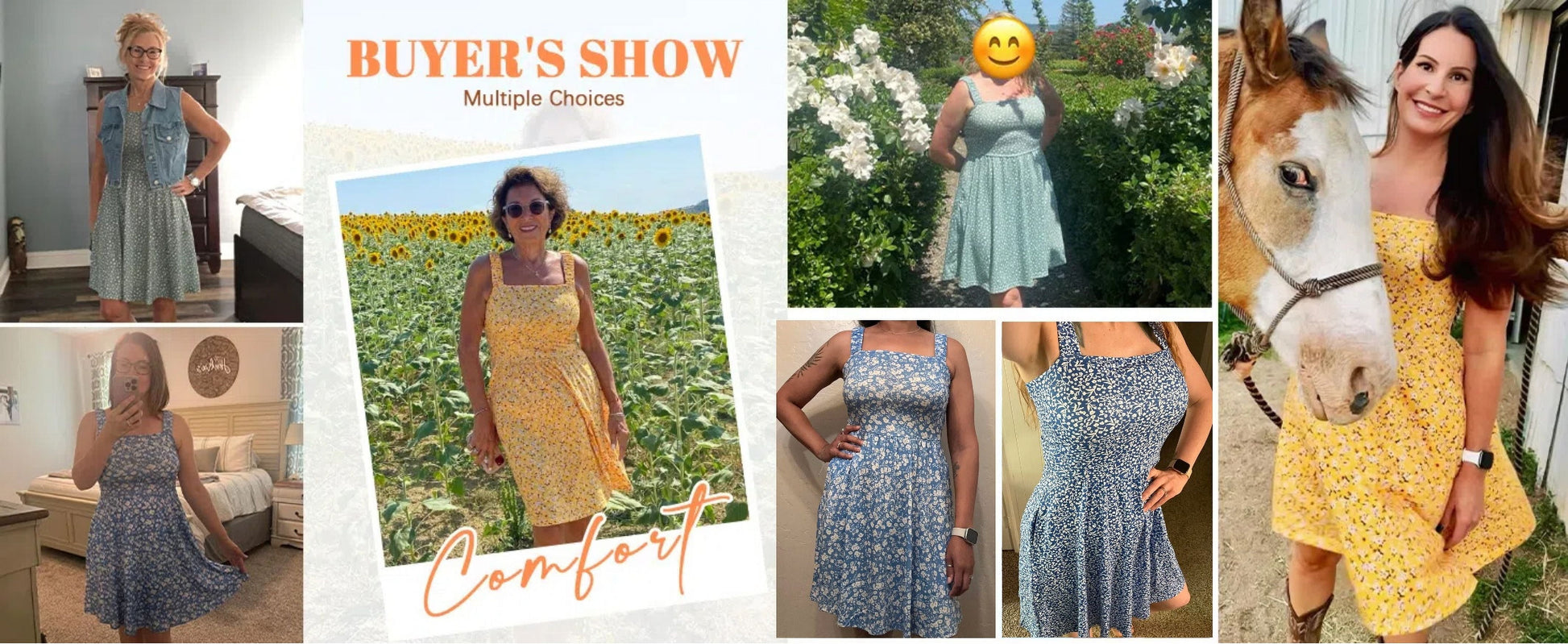 Summer Dresses for Women Sleeveless Square Neck Midi Dress Boho Floral Print Beach Sundress with Pockets