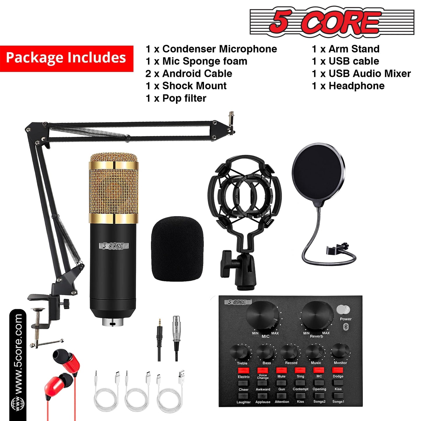xyz5Core Recording Microphone Podcast Bundle Professional Condenser