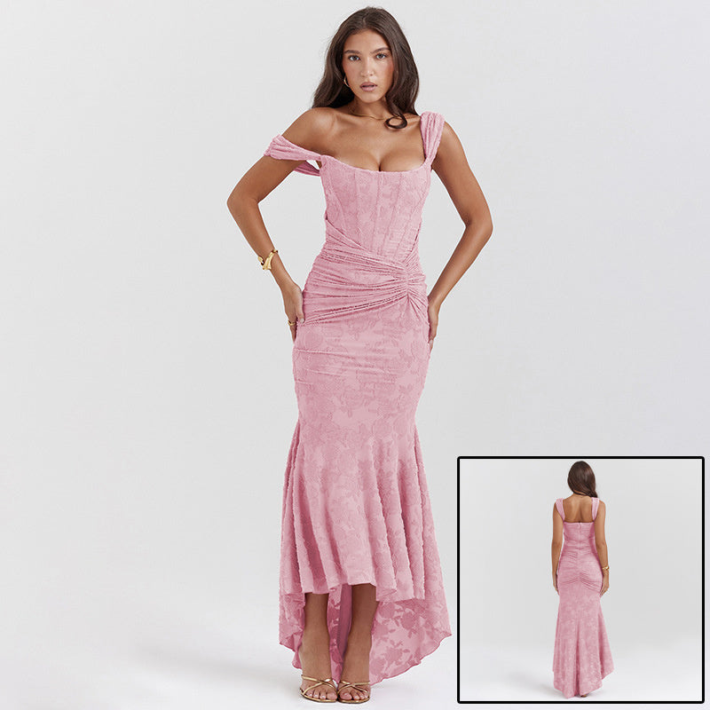 Mozision Off-shoulder Backless Sexy Evening Dress For Women Purple