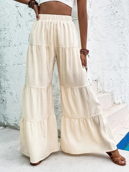 Tiered Ruffle Wide Leg Pants