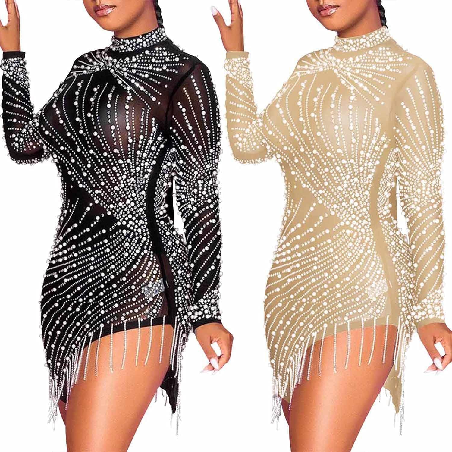 Women Sexy Hot Drilling Process Sexy Dress Party Club Night Dress