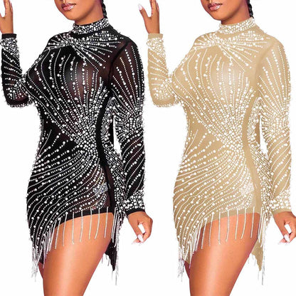 Women Sexy Hot Drilling Process Sexy Dress Party Club Night Dress