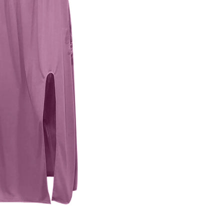 Dresses for Women 2023  Wedding Guest Dresses Casual Sleeveless O-Neck Solid Fork Opening Dress in Season Pink XL Size