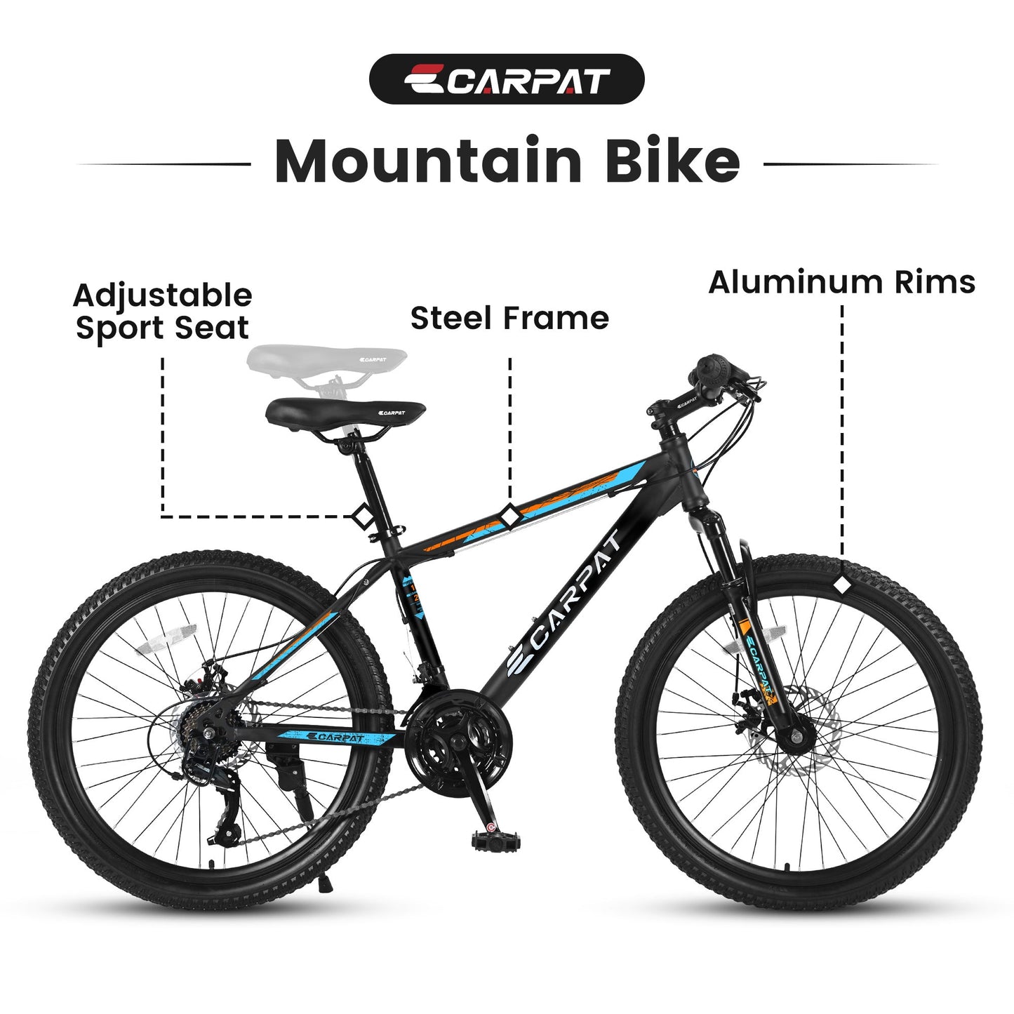 Carpat City-Cruizer™ – 26" Performance Mountain Bike (Black-Blue)