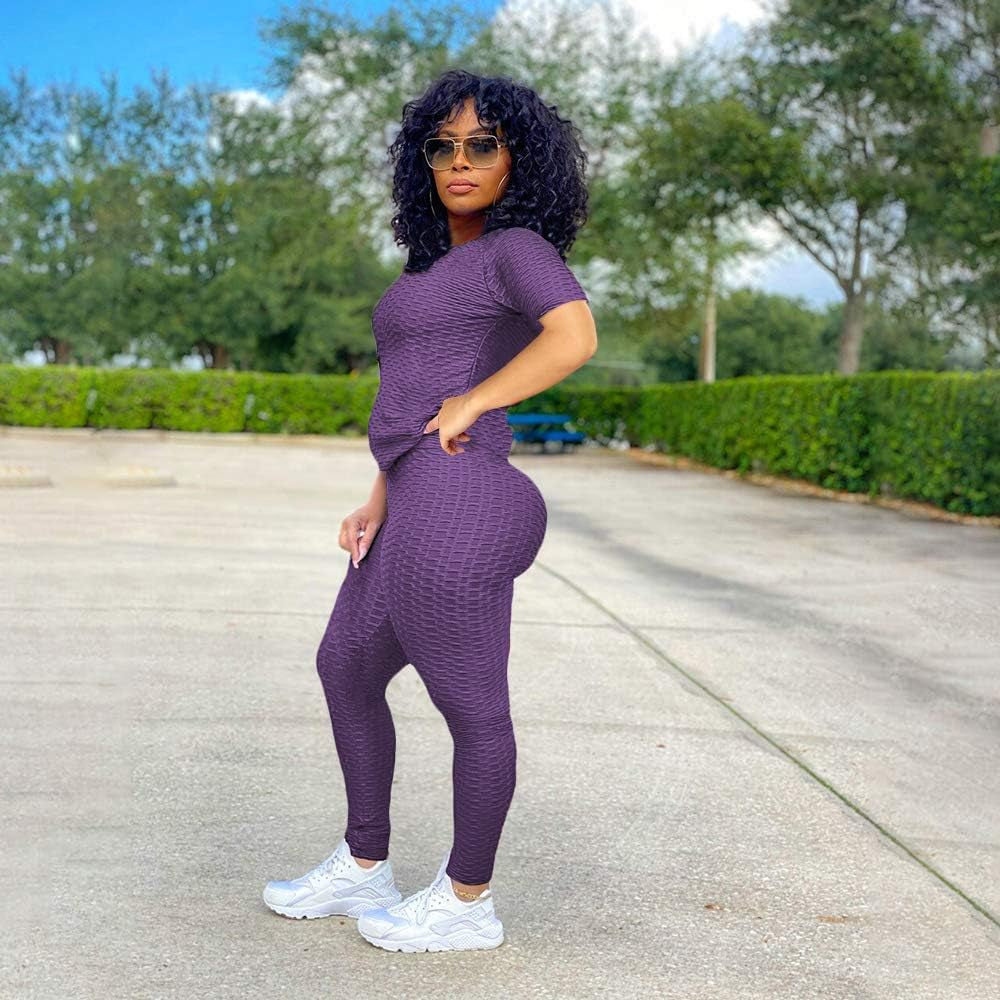 Two Piece Outfits for Women Top Jogger Pants Yoga Sweatsuits Workout Sets Sports