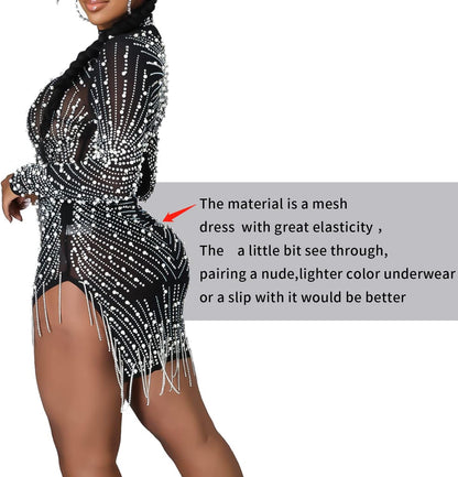 Women Sexy Hot Drilling Process Sexy Dress Party Club Night Dress