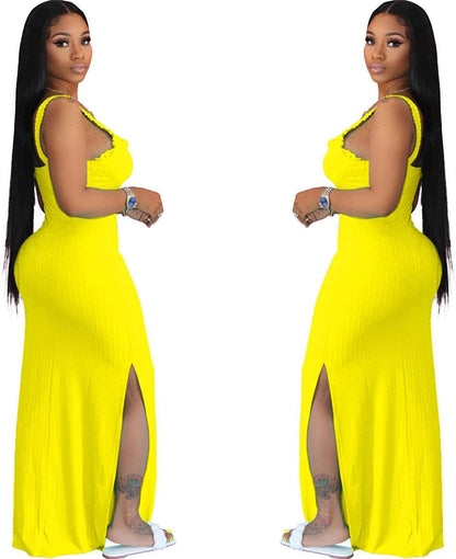 Maxi Dresses for Women Sexy Bodycon Summer Dresses plus Size Yellow XL