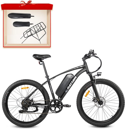 Rattan 350W/500W/750W Electric Mountain Bike 27.5/26'' Fat Tire Electric Bike for Adult 48V 13AH Removable Lithium-Ion Battery Fat Tire Beach Snow Ebike 7-Speed Gear (NONE2)