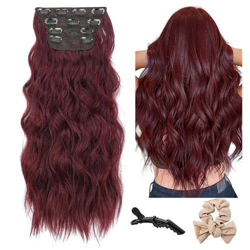 Clip-In Hair Extensions Long Straight Wavy Synthetic Wigs, Perfect