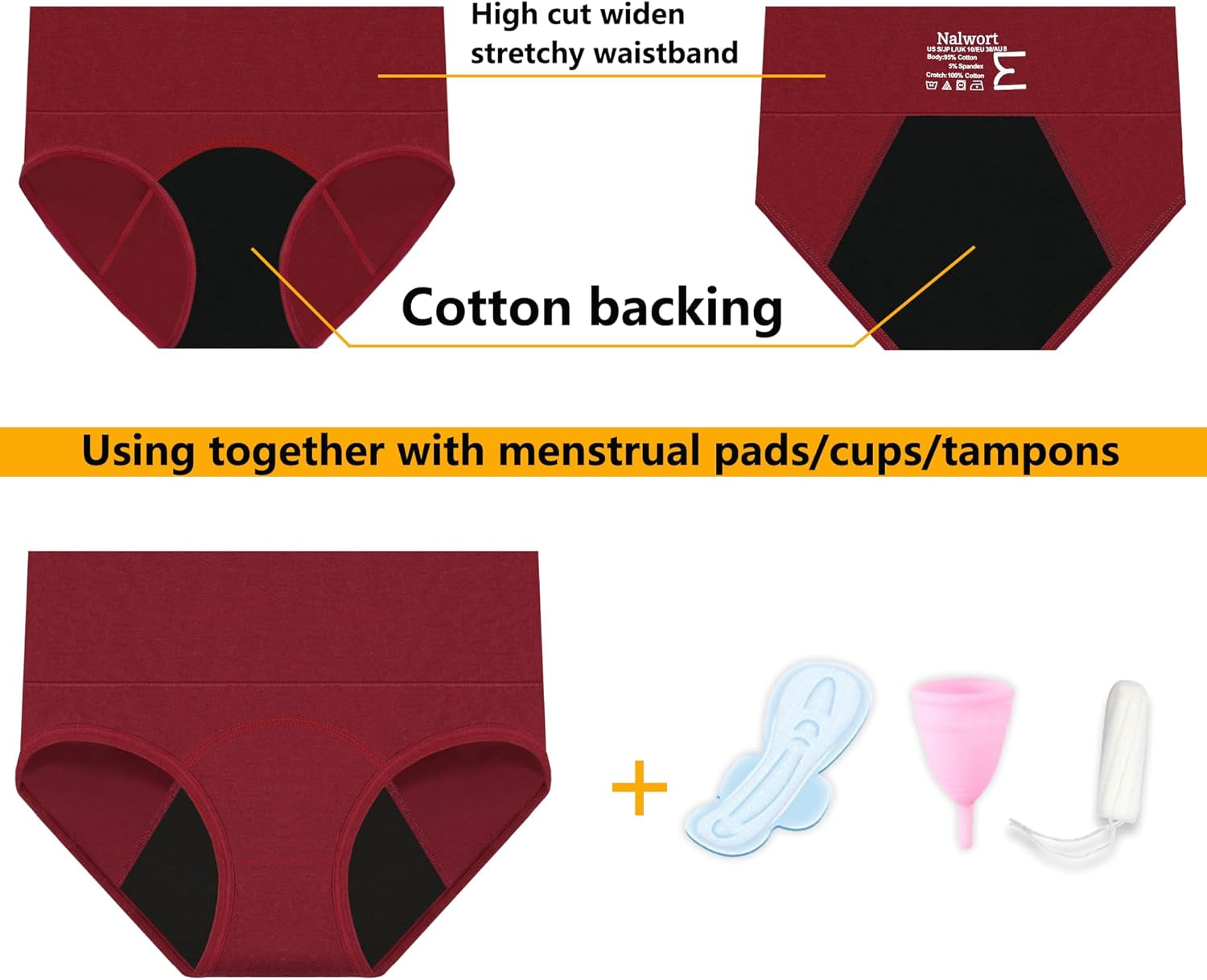 Womens Menstrual Period Panties Cotton Leak Proof Underwear Postpartum Protective Briefs