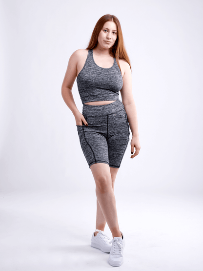 JupiterGear High-Waisted Workout Shorts with Pockets & Criss Cross Des