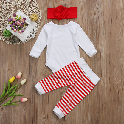 Babies 3 pcs Xmas Stripes Clothing Set Newborn