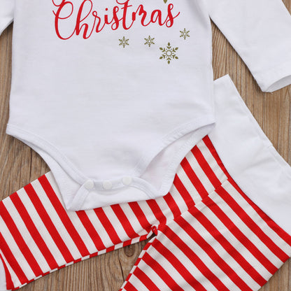 Babies 3 pcs Xmas Stripes Clothing Set Newborn