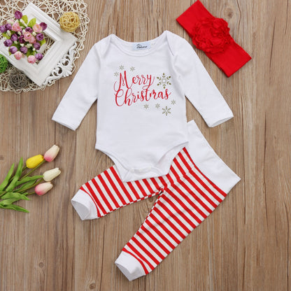 Babies 3 pcs Xmas Stripes Clothing Set Newborn