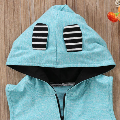 Babies 3D Ear Hooded Sleeveless Rompers Newborn
