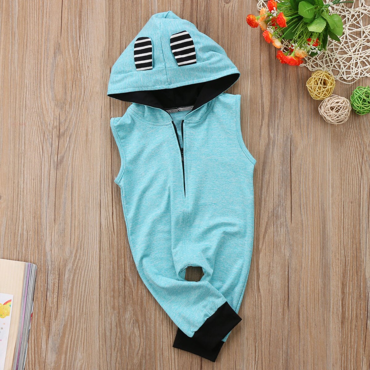 Babies 3D Ear Hooded Sleeveless Rompers Newborn