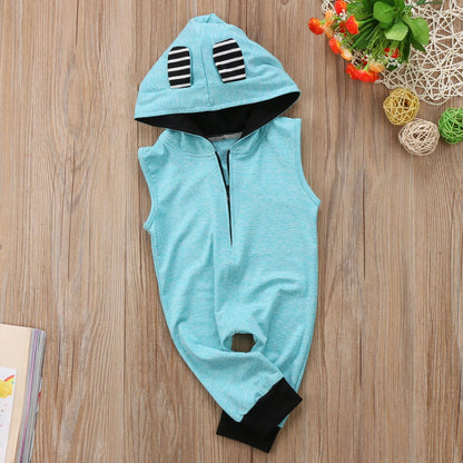 Babies 3D Ear Hooded Sleeveless Rompers Newborn