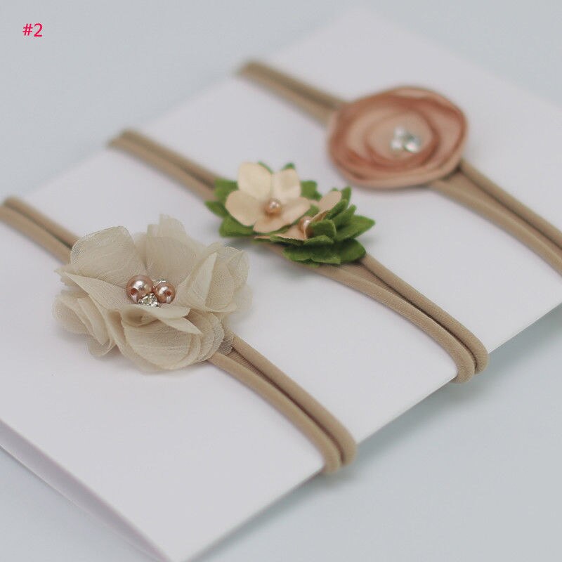 Babies 3Pcs/lot Elastic Cloth Bowknot Floral Hair