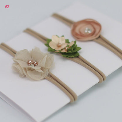 Babies 3Pcs/lot Elastic Cloth Bowknot Floral Hair