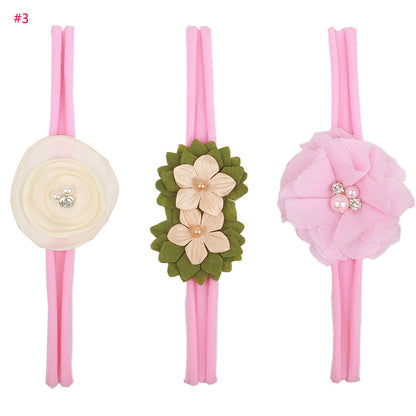 Babies 3Pcs/lot Elastic Cloth Bowknot Floral Hair