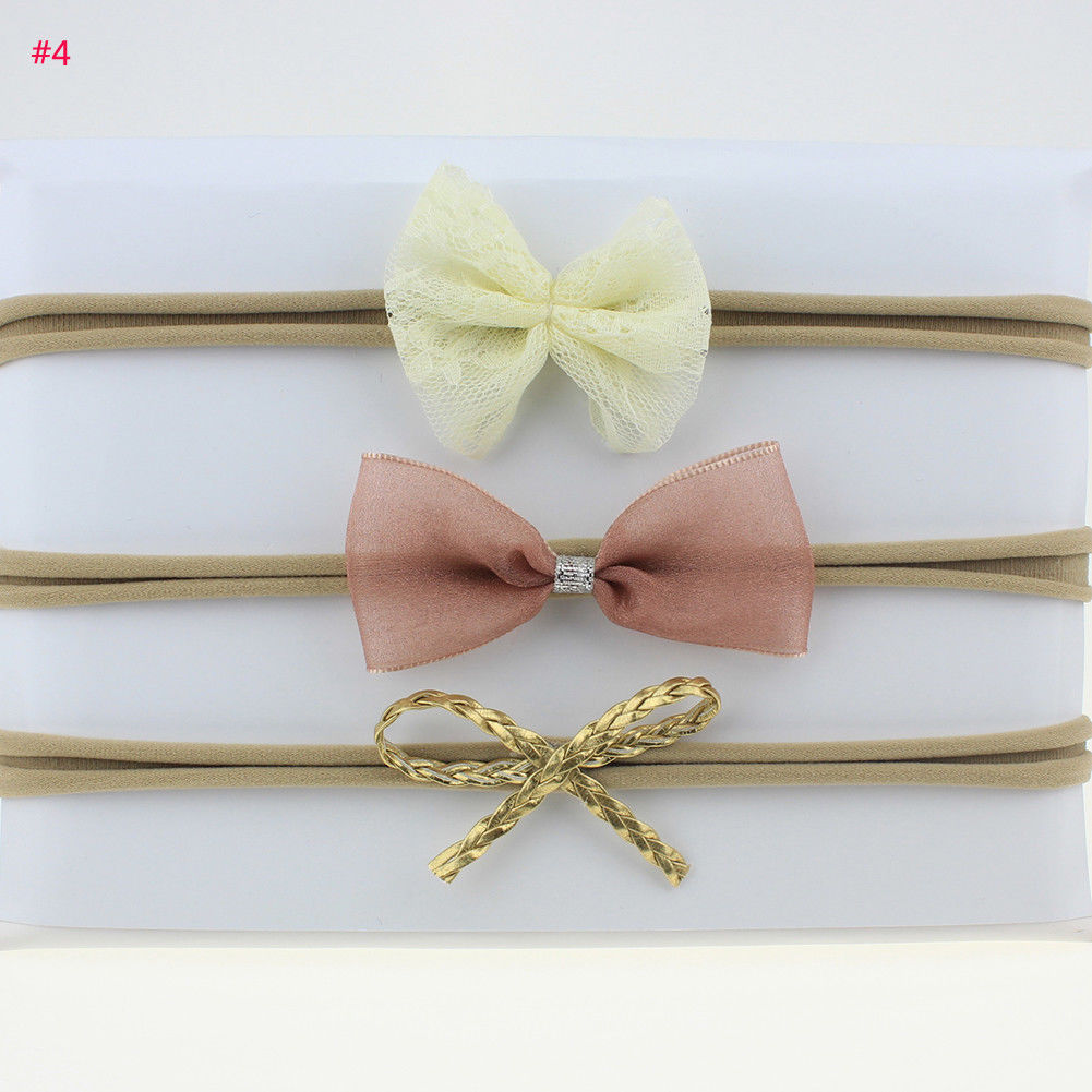 Babies 3Pcs/lot Elastic Cloth Bowknot Floral Hair