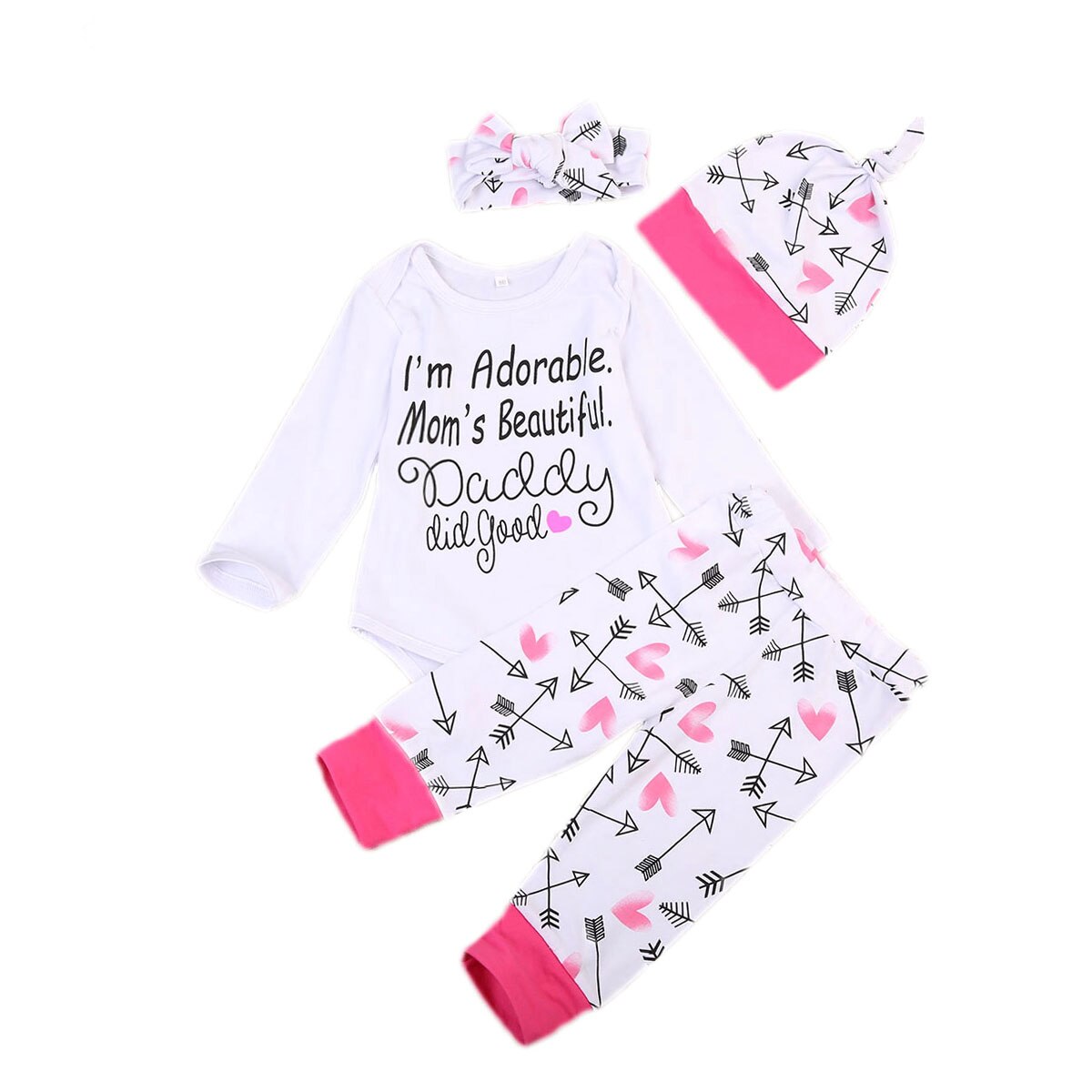Babies 4Pcs Letters Arrows Clothing Set Newborn