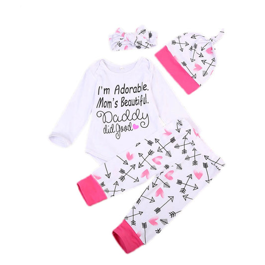 Babies 4Pcs Letters Arrows Clothing Set Newborn
